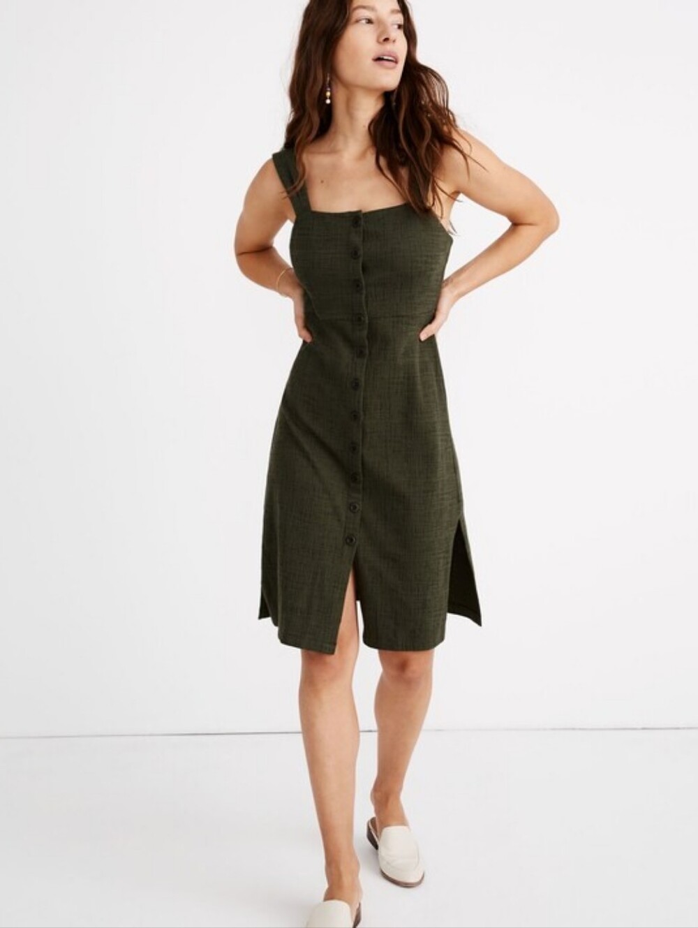 Madewell Texture & Thread Button-Front Tank Dress